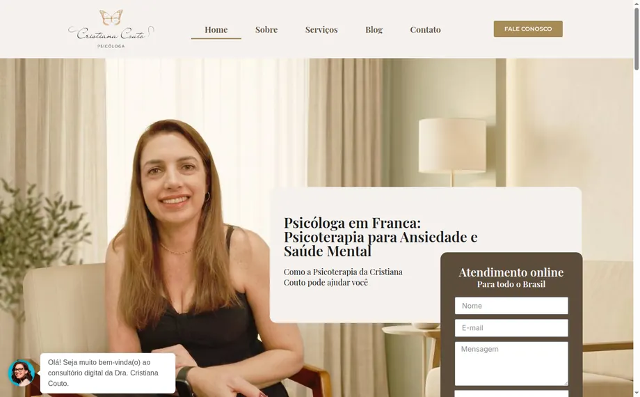Site da Psicóloga Cristiana Couto desenvolvido pela VitAgência