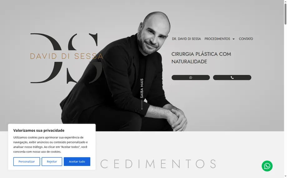 Site do Dr. David Di Sessa desenvolvido pela VitAgência