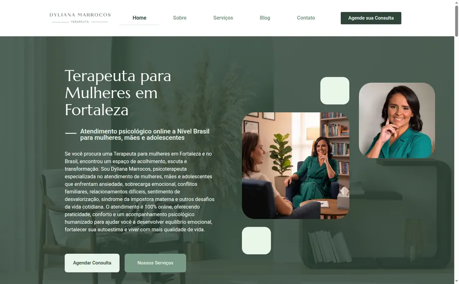 Site da terapeuta Dyliana Marrocos desenvolvido pela VitAgência