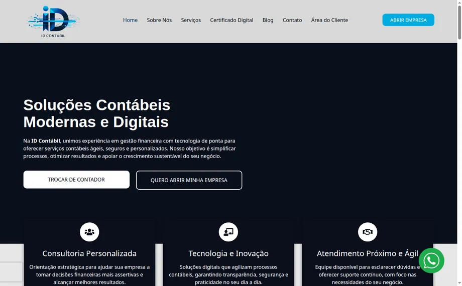 Site ID Contábil desenvolvido pela VitAgência