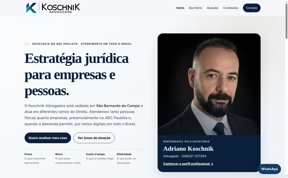 Site da Koschnik Advogados desenvolvido pela VitAgência