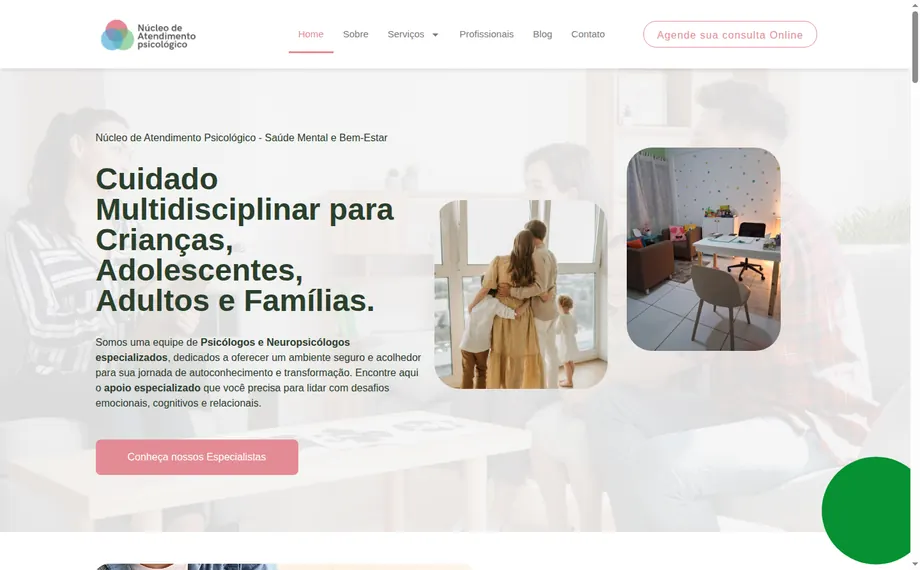 Site da NAP Psicologia desenvolvido pela VitAgência