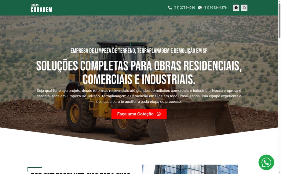 Prévia do site Obras Coragem