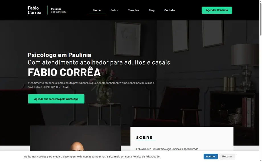 Site do Psicólogo Fabio Corrêa desenvolvido pela VitAgência