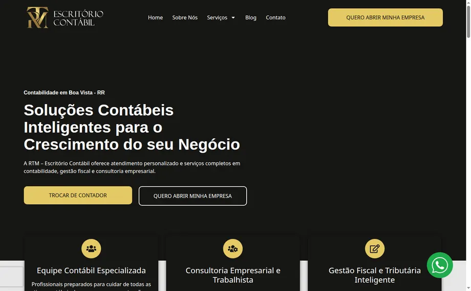 Site da RTM Escritório Contábil desenvolvido pela VitAgência